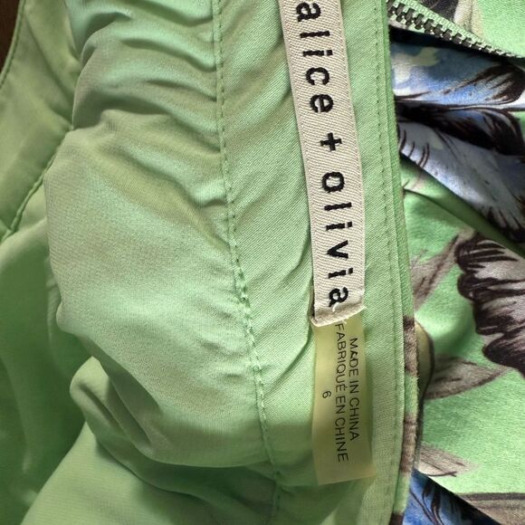 Alice + Olivia Green Floral Pleated Tania Skirt – Size 6 - Picture 3 of 5